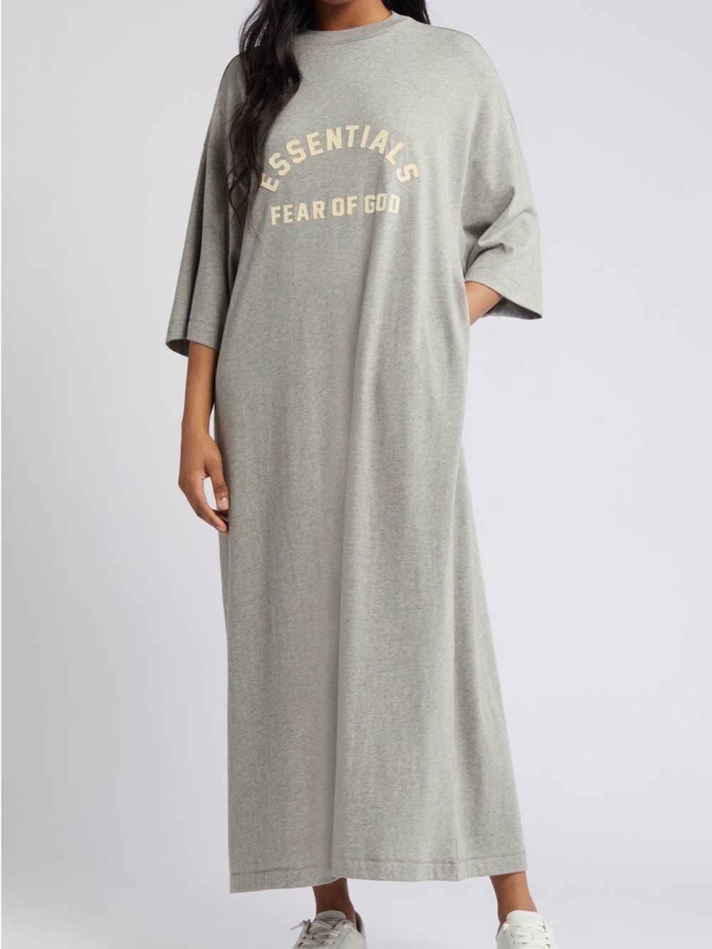 Fear of God Essentials 3/4 Sleeve Dress 'Dark Heather Oatmeal' size XS